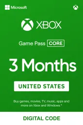 Product Image - Xbox Game Pass Core 3 Months (US) - Xbox Live - Digital Code