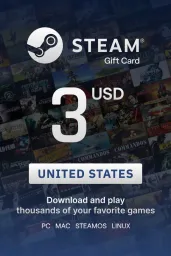 Product Image - Steam Wallet 3 USD Gift Card (United States) - Digital Key
