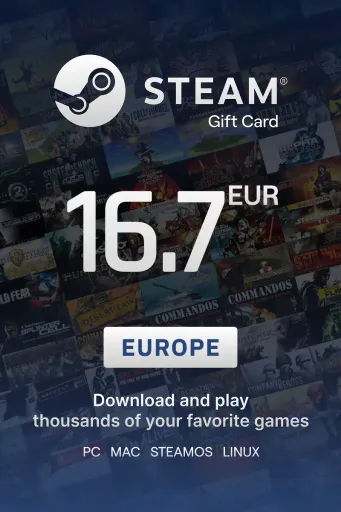 Steam Wallet 16.7 EUR Gift Card (Europe) - Digital Key