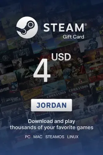 Steam Wallet 4 USD Gift card (Jordan) - Digital Key