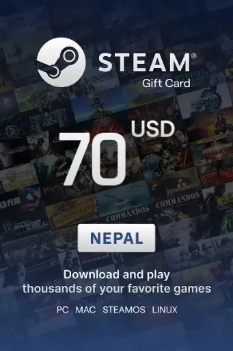 Steam Wallet 70 USD Gift card (Nepal) - Digital Key
