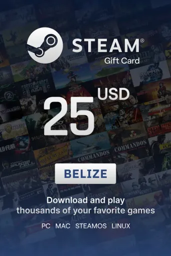 Steam Wallet 25 USD Gift Card (Belize) - Digital Key