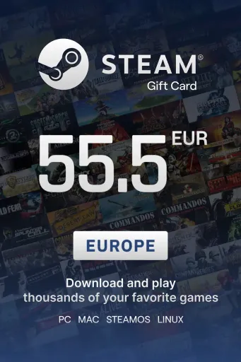Steam Wallet 55.5 EUR Gift Card (Europe) - Digital Key