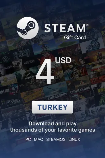 Steam Wallet 4 USD Gift Card (Turkey) - Digital Key