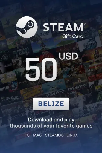 Steam Wallet 50 USD Gift Card (Belize) - Digital Key