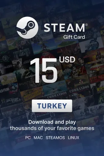 Steam Wallet 15 USD Gift Card (Turkey) - Digital Key