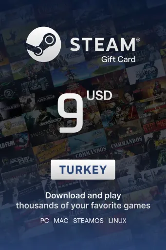 Steam Wallet 9 USD Gift Card (Turkey) - Digital Key