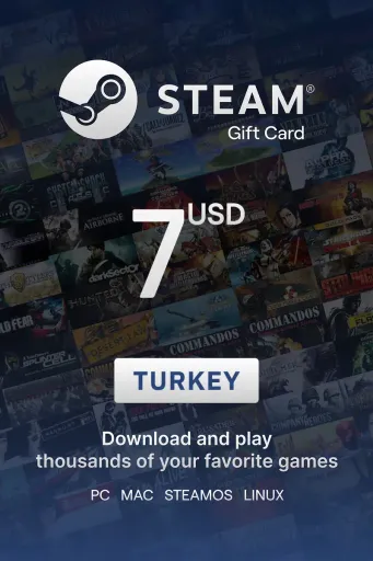 Steam Wallet 7 USD Gift Card (Turkey) - Digital Key