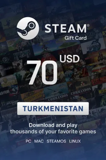 Steam Wallet 70 USD Gift Card (Turkmenistan) - Digital Key