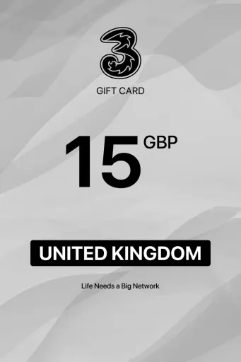Three Mobile 15 GBP Gift Card (United Kingdom) - Digital Key