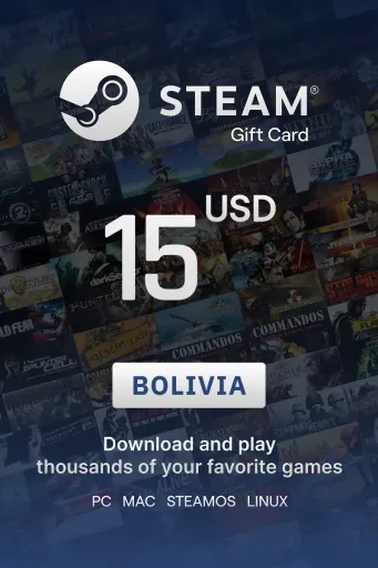 Steam Wallet 15 USD Gift Card (Bolivia) - Digital Key