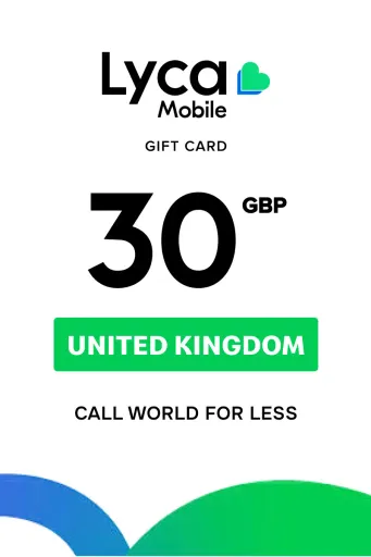 Lycamobile 30 GBP Gift Card (United Kingdom) - Digital Key
