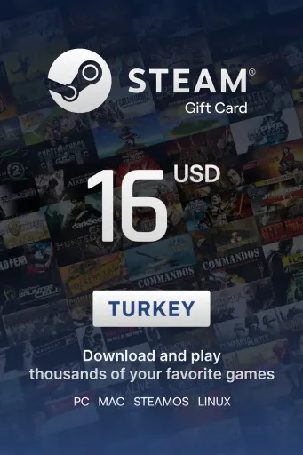 Steam Wallet 16 USD Gift Card (Turkey) - Digital Key