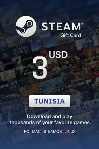 Steam Wallet 3 USD Gift card (Tunisia) - Digital Key