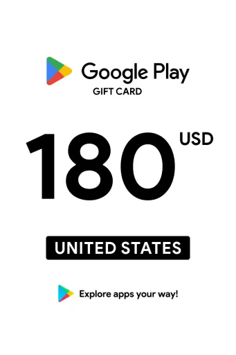 Google Play 180 USD Gift Card (United States) - Digital Key