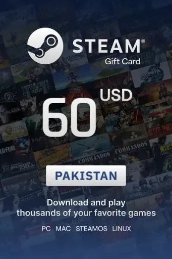 Steam Wallet 60 USD Gift card (Pakistan) - Digital Key