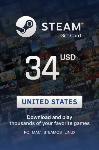 Steam Wallet 34 USD Gift Card (United States) - Digital Key