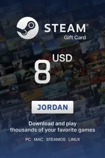 Steam Wallet 8 USD Gift card (Jordan) - Digital Key
