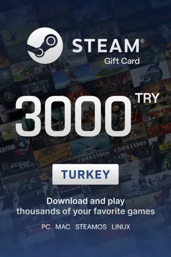 Steam Wallet 3000 TRY Gift Card (Turkey) - Digital key
