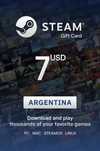Steam Wallet 7 USD Gift Card (Argentina) - Digital Key