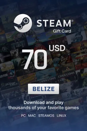 Steam Wallet 70 USD Gift Card (Belize) - Digital Key