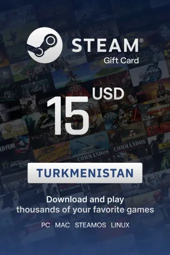 Steam Wallet 15 USD Gift Card (Turkmenistan) - Digital Key