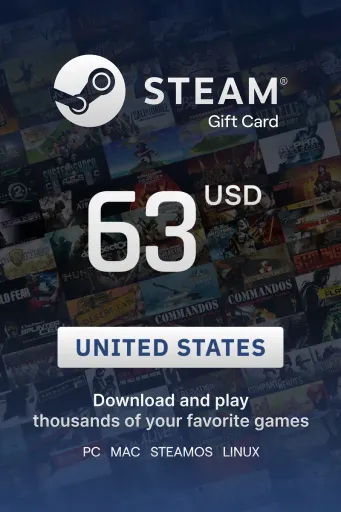 Steam Wallet 63 USD Gift Card (United States) - Digital Key