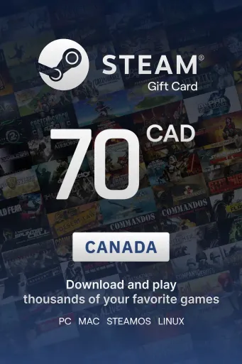 Steam Wallet 70 CAD Gift Card (Canada) - Digital Key