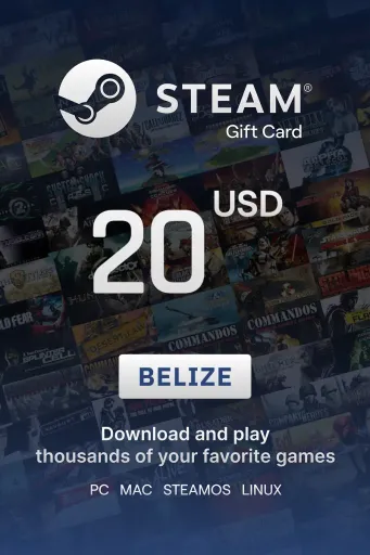 Steam Wallet 20 USD Gift Card (Belize) - Digital Key