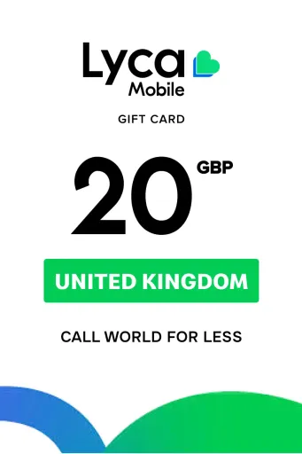 Lycamobile 20 GBP Gift Card (United Kingdom) - Digital Key