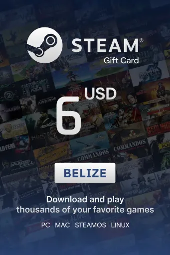 Steam Wallet 6 USD Gift Card (Belize) - Digital Key