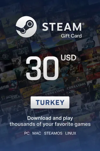 Steam Wallet 30 USD Gift Card (Turkey) - Digital Key