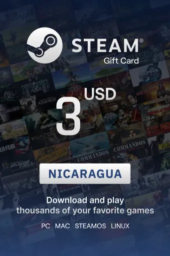 Steam Wallet 3 USD Gift Card (Nicaragua) - Digital Key