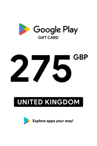 Google Play 275 GBP Gift Card (United Kingdom) - Digital Key
