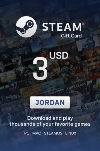 Steam Wallet 3 USD Gift card (Jordan) - Digital Key