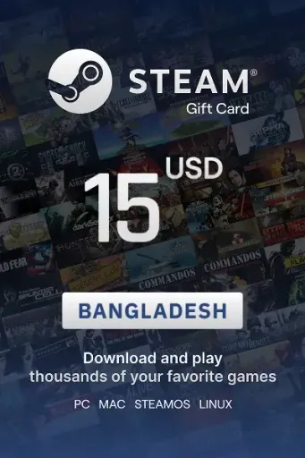 Steam Wallet 15 USD Gift card (Bangladesh) - Digital Key