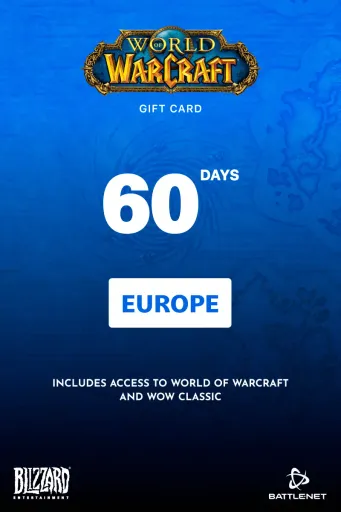 World of Warcraft 60 Days Time Card (Europe) (PC) - Battle.net - Digital Key