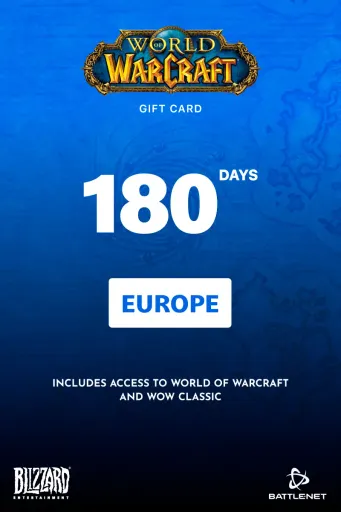 Product Image - World of Warcraft 180 Days Time Card (Europe) (PC) - Battle.net - Digital Key