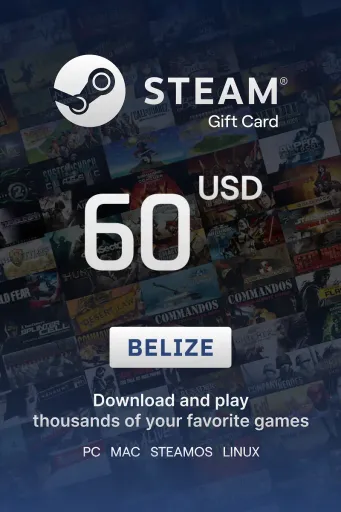 Steam Wallet 60 USD Gift Card (Belize) - Digital Key