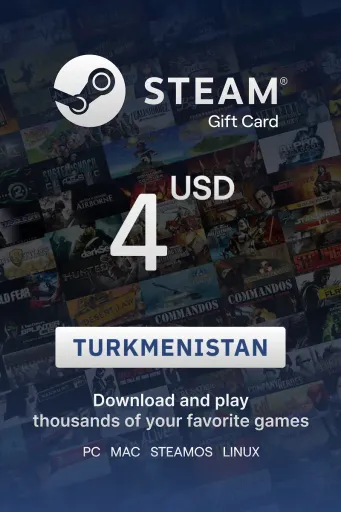 Steam Wallet 4 USD Gift Card (Turkmenistan) - Digital Key