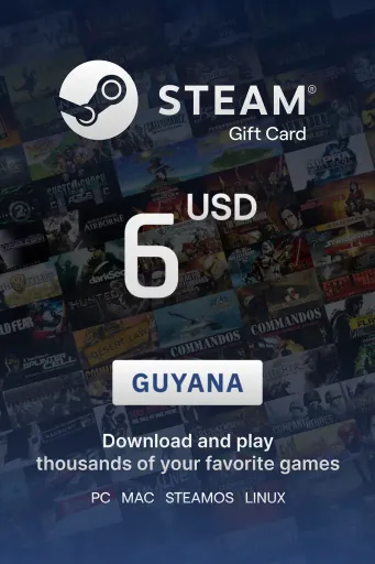 Steam Wallet 6 USD Gift Card (Guyana) - Digital Key