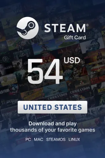 Steam Wallet 54 USD Gift Card (United States) - Digital Key