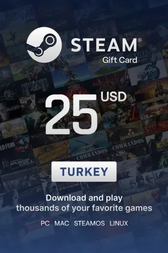 Steam Wallet 25 USD Gift Card (Turkey) - Digital Key