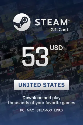 Steam Wallet 53 USD Gift Card (United States) - Digital Key