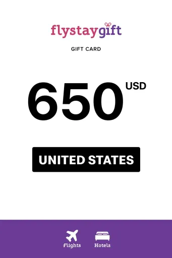 Flystay Gift 650 USD Gift Card (United States) - Digital Key