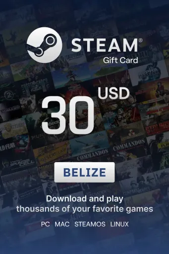 Steam Wallet 30 USD Gift Card (Belize) - Digital Key