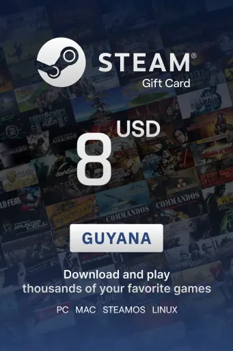 Steam Wallet 8 USD Gift Card (Guyana) - Digital Key