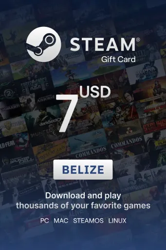 Steam Wallet 7 USD Gift Card (Belize) - Digital Key