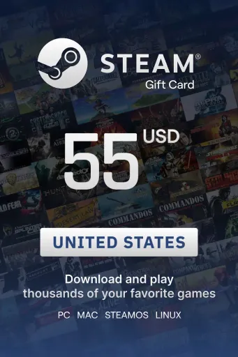 Steam Wallet 55 USD Gift Card (United States) - Digital Key