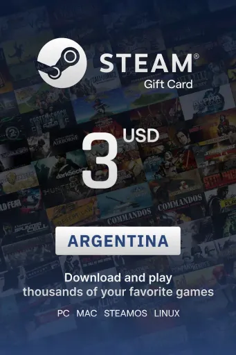 Steam Wallet 3 USD Gift Card (Argentina) - Digital Key